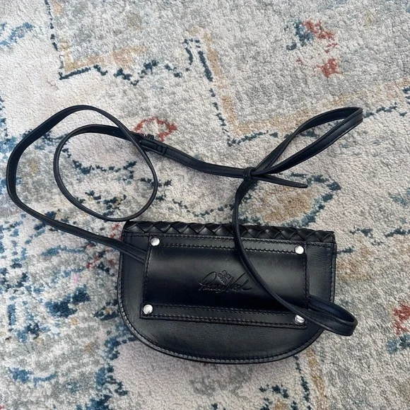 Patricia Nash Black Leather Woven Belt Bag (Missing Belt) Woven Crossbody Bag - Picture 10 of 11